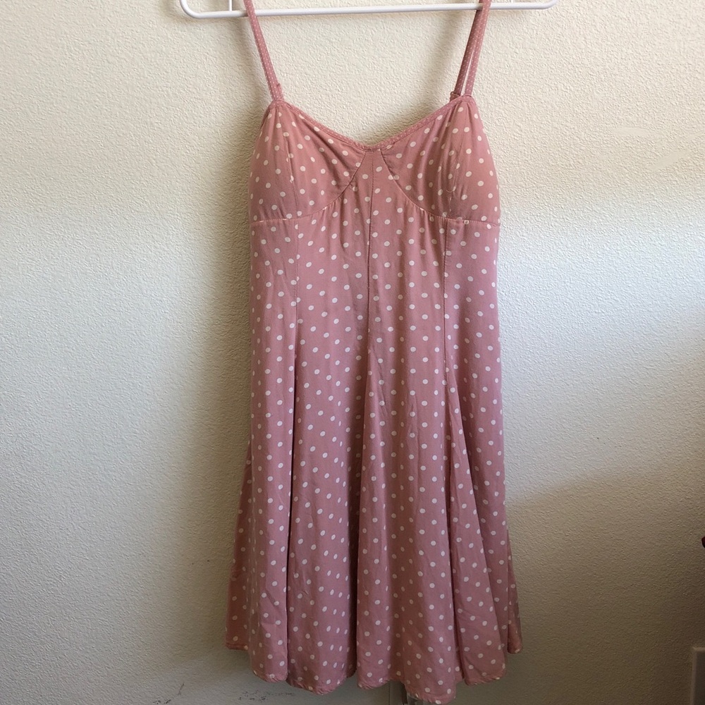 Pink polka dot dress with bow back 💝